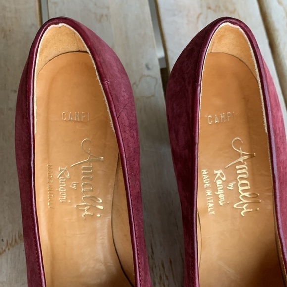 AMALFI BY RANGONI Made in Italy Genuine Leather Maroon Pumps - Picture 3 of 8